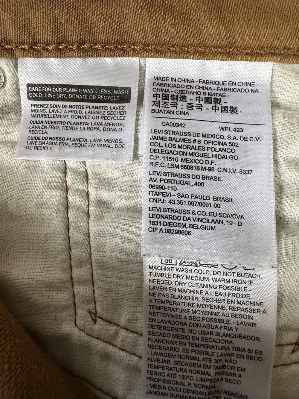 LEVI’S 513 MensTan Straight-Leg Canvas Chinos with Stretch 36x29 Trusted Brand - Picture 12 of 17
